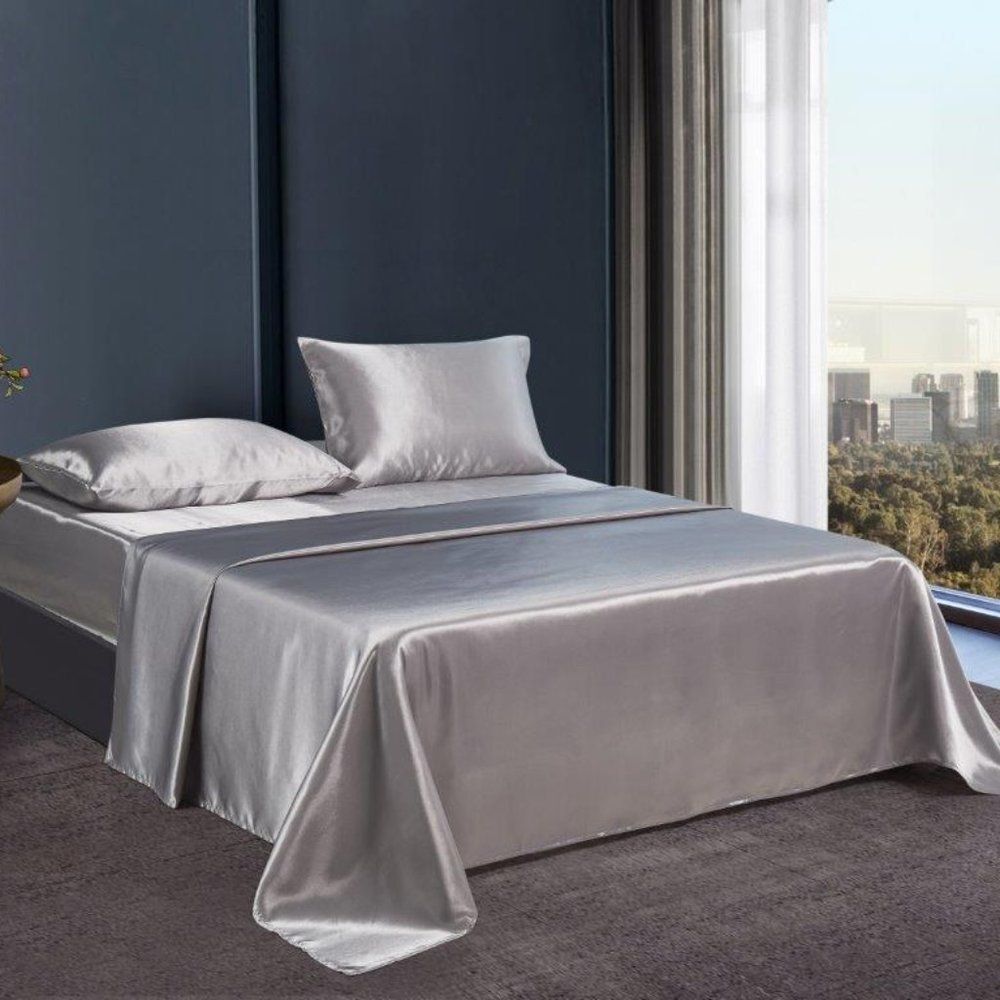 Farmhouse Gray Satiny Queen or King Sheet Set